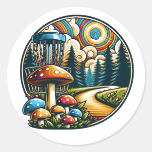 Sticker Rond Retro Disque Golf Psychedelic Ai Art