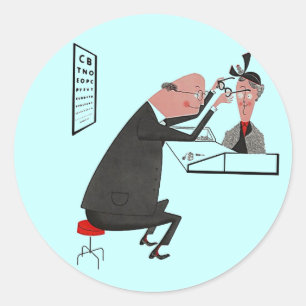 Sticker Rond Rétro Dr. rose de Doc. d'oeil d'ophthamologist de