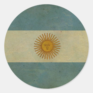 Sticker Rond Rétro drapeau de l'Argentine âgé par cru