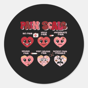 Sticker Rond Rétro échelle de douleur Coeur Trauma Infirmière V