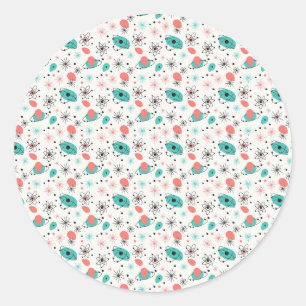 Sticker Rond Rétro Éclatement Stellaire Atomique et Atomes en O