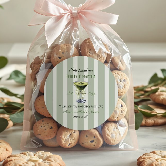 Sticker Rond Rétro Elle a trouvé son thé matcha idéal pour son  (Créateur téléchargé)