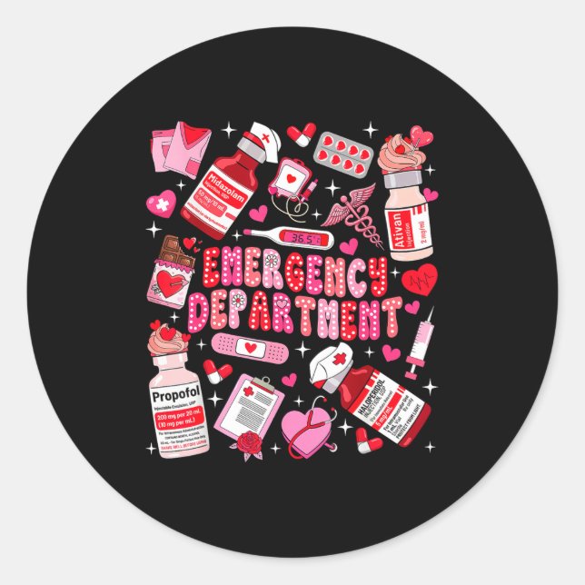 Sticker Rond Retro Emergency Department Ed Er Nurse Valentines  (Devant)