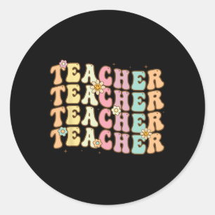 Sticker Rond Retro Enseignant Super Inspirant Ck Coloré À