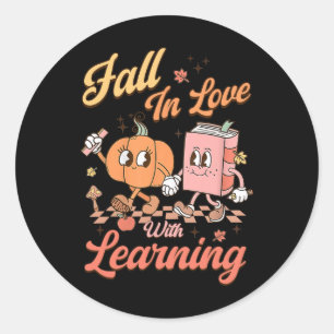 Sticker Rond Retro Enseignant Tombe Amoureux De L'Apprentissage