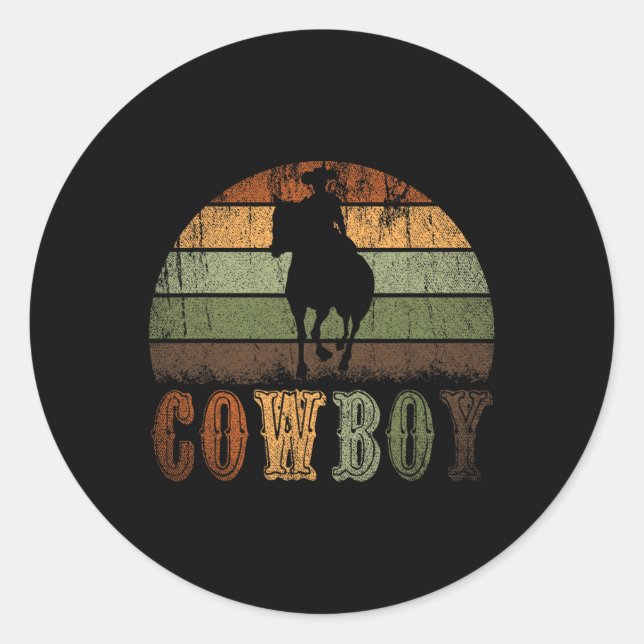 Sticker Rond Rétro équitation Rodéo Western Line Dance Ho (Devant)