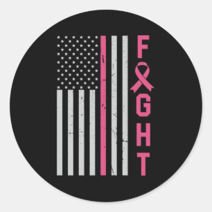 Sticker Rond Retro Fight American Flag Sensibilisation au cance