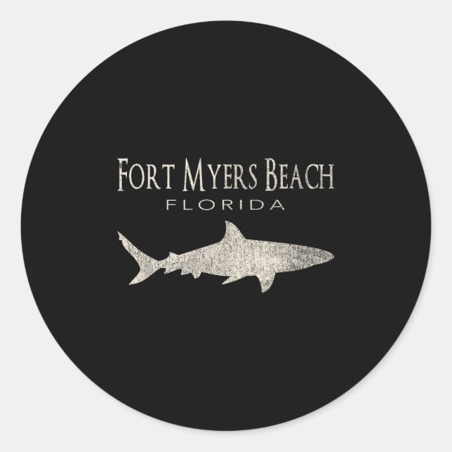 Sticker Rond Retro Fort Myers Beach Fl Shark (Devant)
