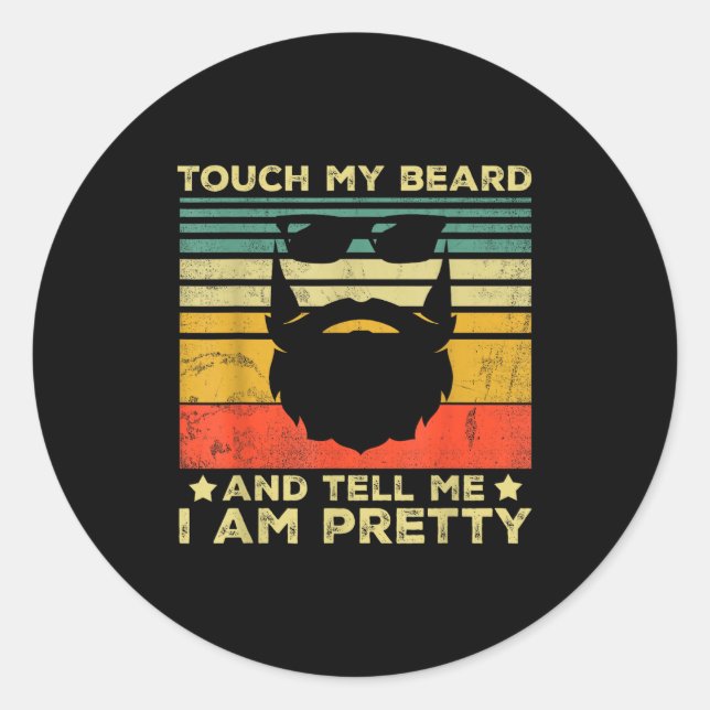 Sticker Rond Retro Funny Beard Quote Gift For Bearded Men And L (Devant)