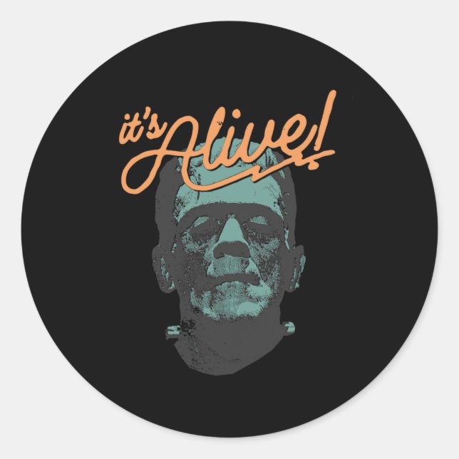 Sticker Rond Retro Funny C'est Alive Frankenstein Monster Éffra (Devant)