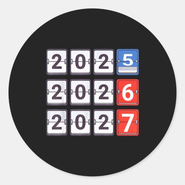 Sticker Rond Retro Funny Happy New Year 2026 2027 67 Meme Six S (Devant)