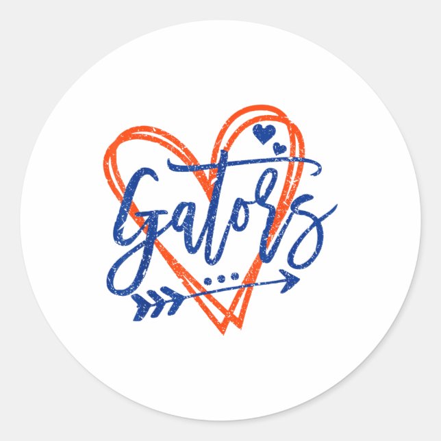 Sticker Rond Retro Gators Nom du coeur Vêtements Conception Pou (Devant)