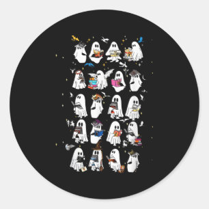 Sticker Rond Retro Ghost Book Imaginaire Series Halloween Book 