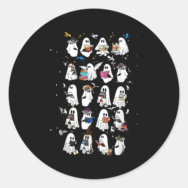 Sticker Rond Retro Ghost Book Imaginaire Series Halloween Book  (Devant)