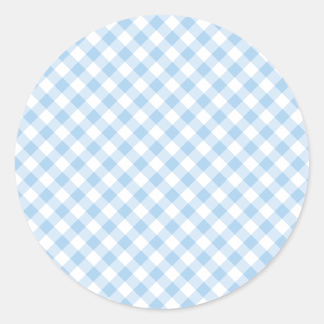 Sticker Rond Retro Gingham Baby Blue (Devant)
