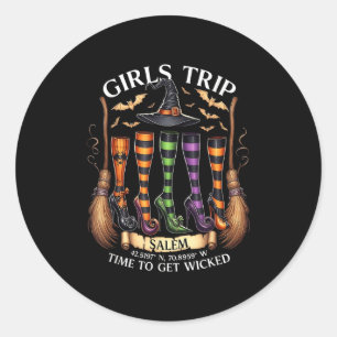 Sticker Rond Retro Girls Trip Salem Temps Pour Obtenir Salem 16