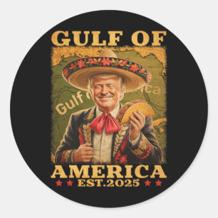 Sticker Rond Retro Golfe De L'Amérique Américaine Mexique Drôle