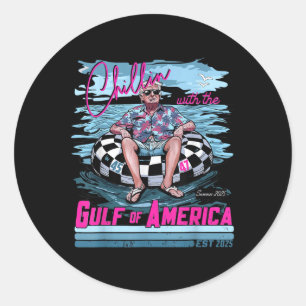 Sticker Rond Retro Golfe De Us Amérique Est 2025 Amériques Golf