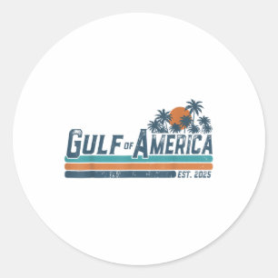 Sticker Rond Retro Golfe De Usa Amérique Est 2025 Golfe Du Mexi