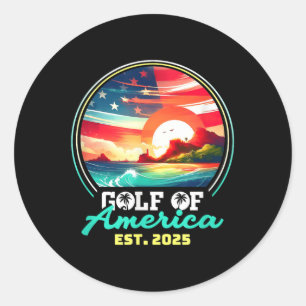 Sticker Rond Rétro golfe des États-Unis d'Amérique 2025 Drapeau