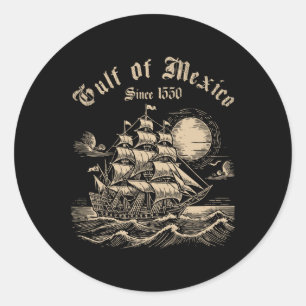Sticker Rond Retro Golfe Du Mexique 1550 Pas Amérique Vintage B