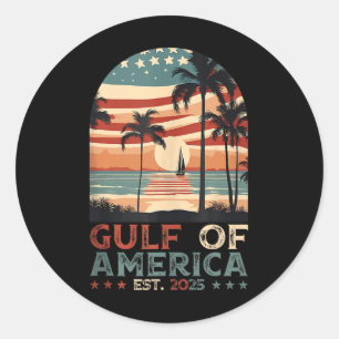Sticker Rond Retro Golfe Mexique Golfe De Usa Amérique Est 2025