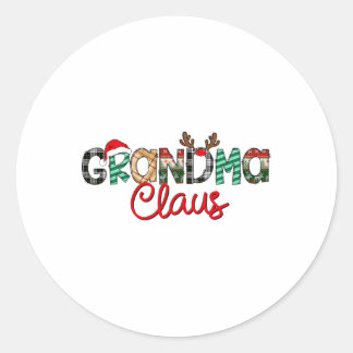 Sticker Rond Retro Grand-mère Claus Reindeer Christmas Matching