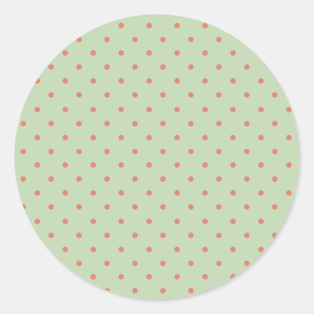 Sticker Rond Retro Green et Melon Polka Dot (Devant)