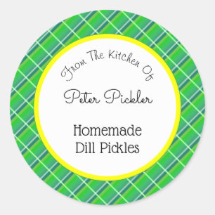 Sticker Rond Retro Green Plaid Custom Picker ou Baking