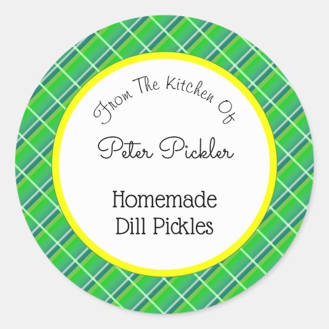 Sticker Rond Retro Green Plaid Custom Picker ou Baking (Devant)