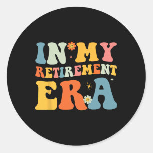 Sticker Rond Rétro Groovy À Mon Ère De Retraite Hommes Femmes R