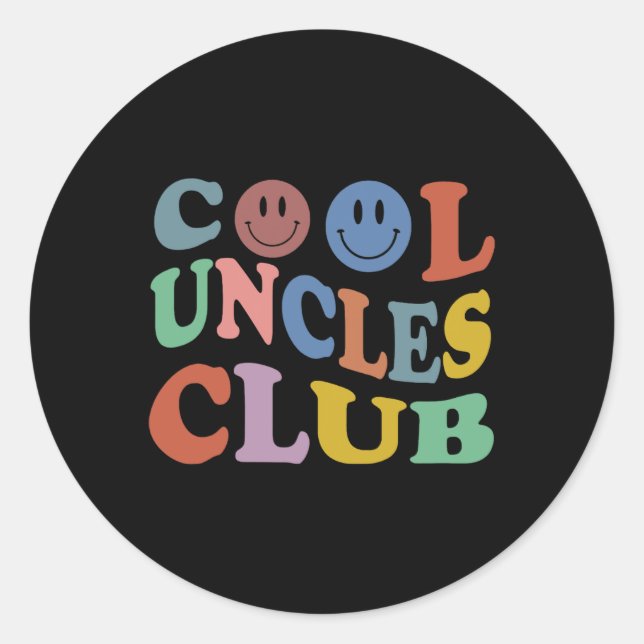 Sticker Rond Retro Groovy Cool Uncles Club Smile Face Funny New (Devant)