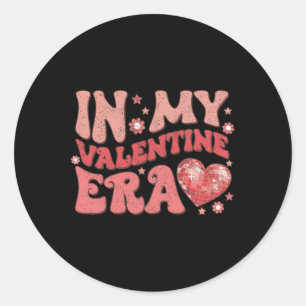 Sticker Rond Rétro Groovy Dans Mon Ère De La Saint-Valentin Fem