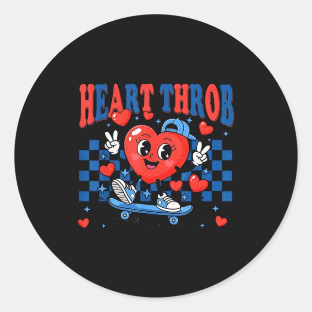 Sticker Rond Retro Groovy Heart Throb Valentines Day Toddlers B (Devant)