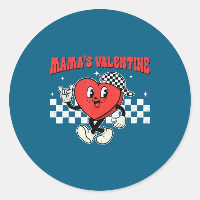 Sticker Rond Retro Groovy Heart Throb Valentines Day Toddlers B (Devant)