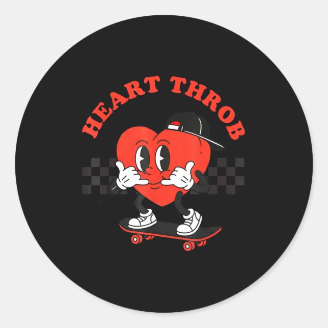 Sticker Rond Retro Groovy Heart Throb Valentines Day Toddlers B (Devant)