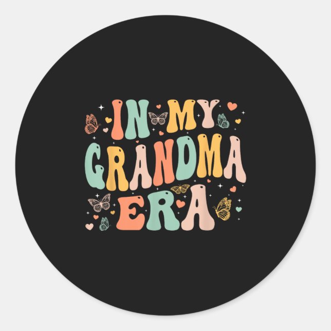 Sticker Rond Retro Groovy In My Grandma Era Mother's Day Women  (Devant)