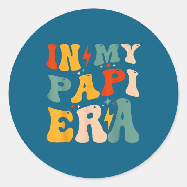 Sticker Rond Retro Groovy In My Pa Era Funny Father's Day Mens  (Devant)