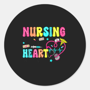 Sticker Rond Rétro Groovy L'infirmière Est Un Travail De Coeur