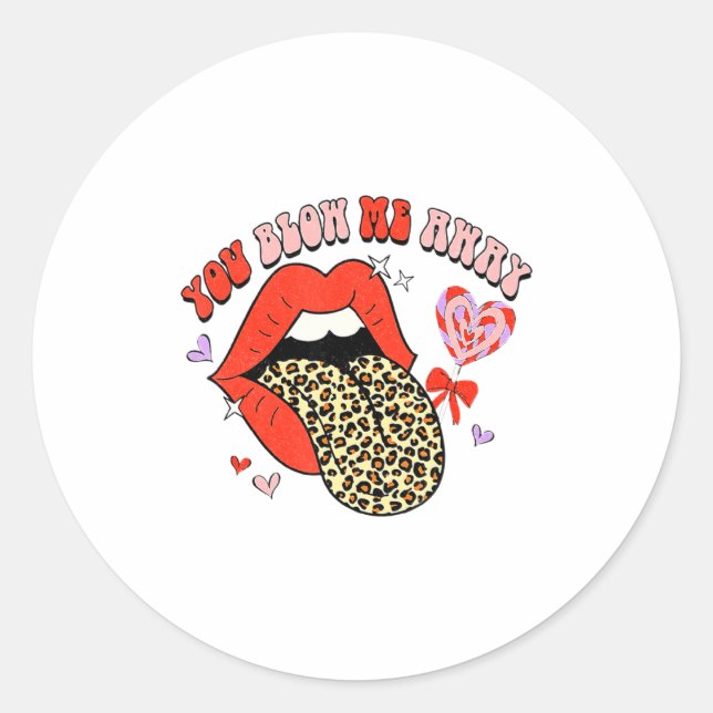Sticker Rond Retro Groovy Valentines Day Dress You Blow Me Away (Devant)