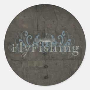 Sticker Rond Retro Grunge Fly Fishing