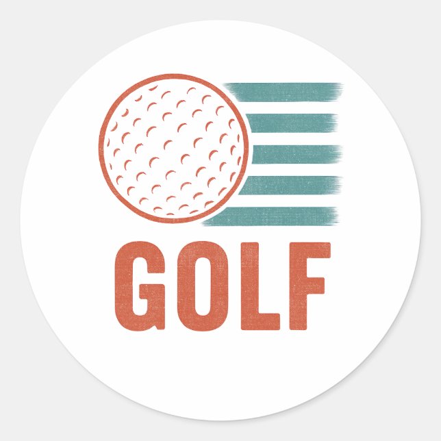 Sticker Rond Retro Grunge Golf (Devant)