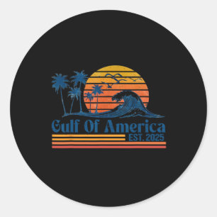 Sticker Rond Retro Gulf Of Usa America 2025 Drôle Trump