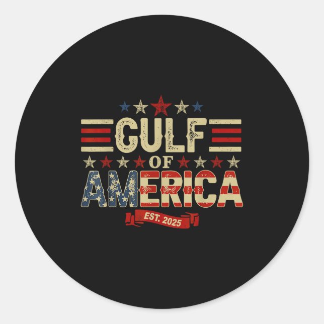 Sticker Rond Retro Gulf Of Usa America Est 2025 Shirt Men Women (Devant)