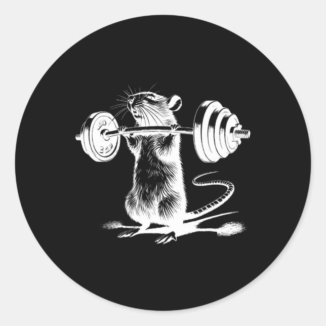 Sticker Rond Retro Gym Rat Fitness Bodybuilding Workout Weight  (Devant)