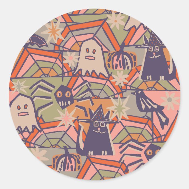 Sticker Rond Retro Halloween (Devant)
