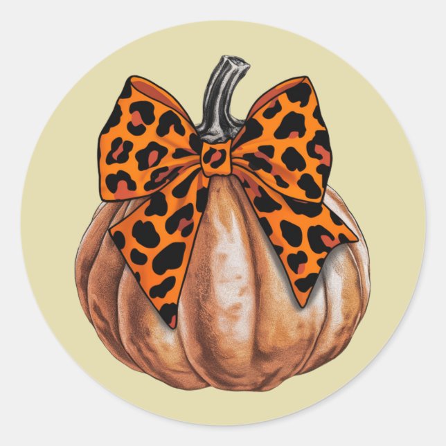 Sticker Rond Retro Halloween Coquette Bow Citrouille Éffrayant  (Devant)