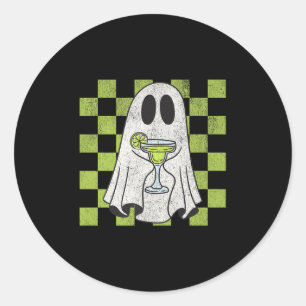 Sticker Rond Retro Halloween Ghost Boire Margarita Soky Seas