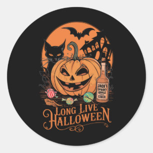 Sticker Rond Retro Halloween Long Live Automne Éffrayante saiso