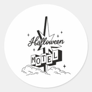Sticker Rond Retro Halloween Motel Shirt Déplaisant Vintage Hau